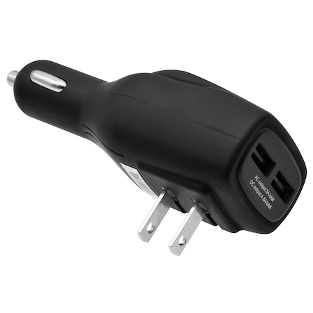 Mobilespec 12V/DC & AC Dual 2.4A & 2.4A USB Charger, Black MBS01194PDQ